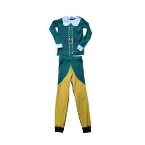 Hanna Andersson Elf Pajama Set Organic Cotton Green White Gold Sz EU 110 US 5